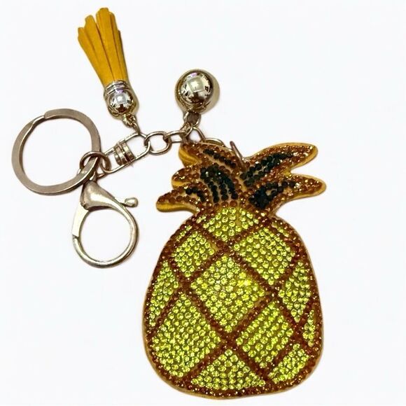 Sparkly Pineapple Keychain with Tassel & Bell Charm – Fun Summer Bag Accessory - Picture 1 of 14